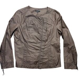 Eileen Fisher Jacket Women M Brown Capsule Minimalist Front Zip Zipper Cuffs